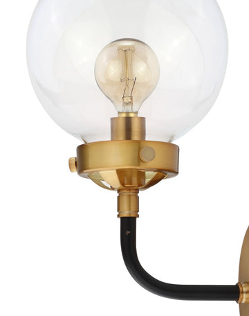 Caleb Brass Vanity Wall Sconce Clear - JONATHAN Y